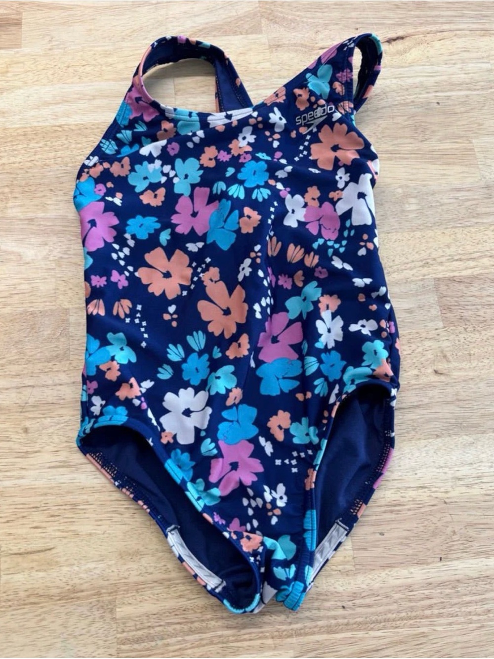 Speedo Girls' Navy Floral One-Piece Swimsuit